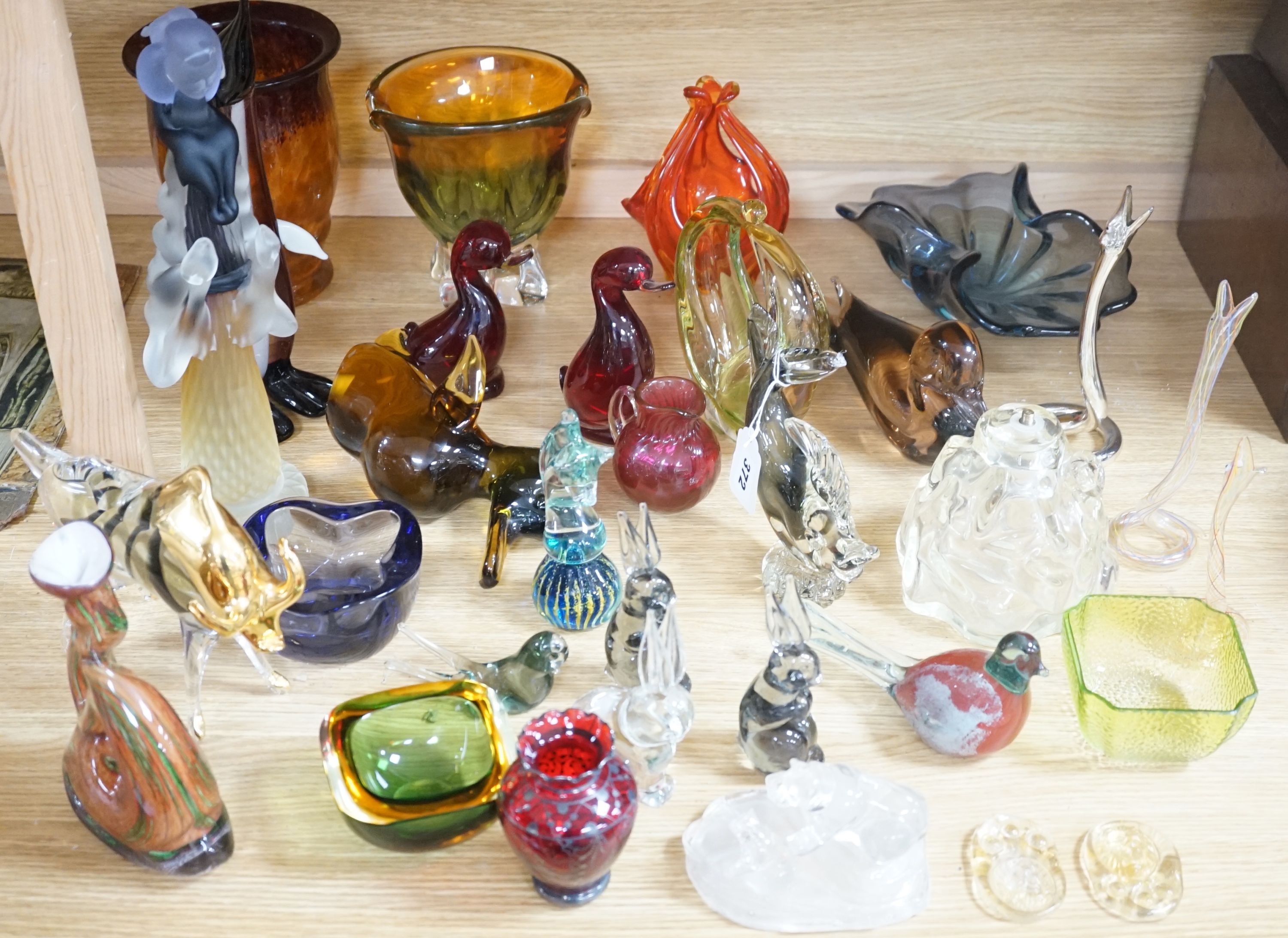 A large group of mostly Murano and Murano style glass